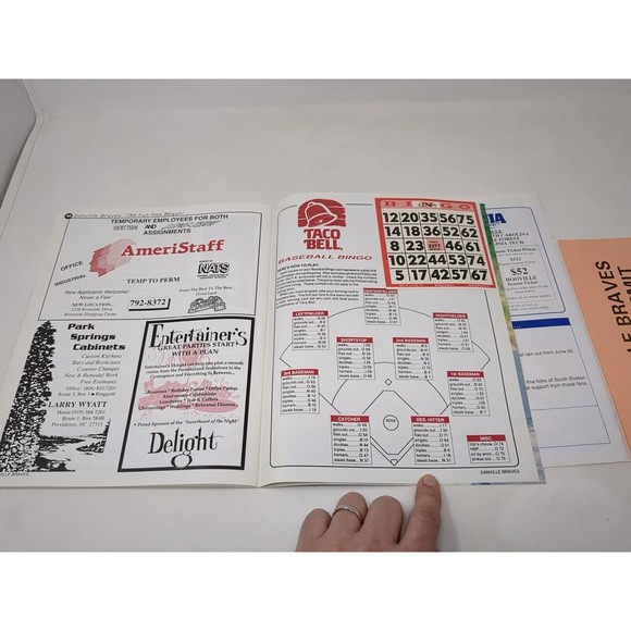 Danville Braves 1993 1st Year Program Scorecard Roster Sheet & Game Ticket VTG - Picture 15 of 16
